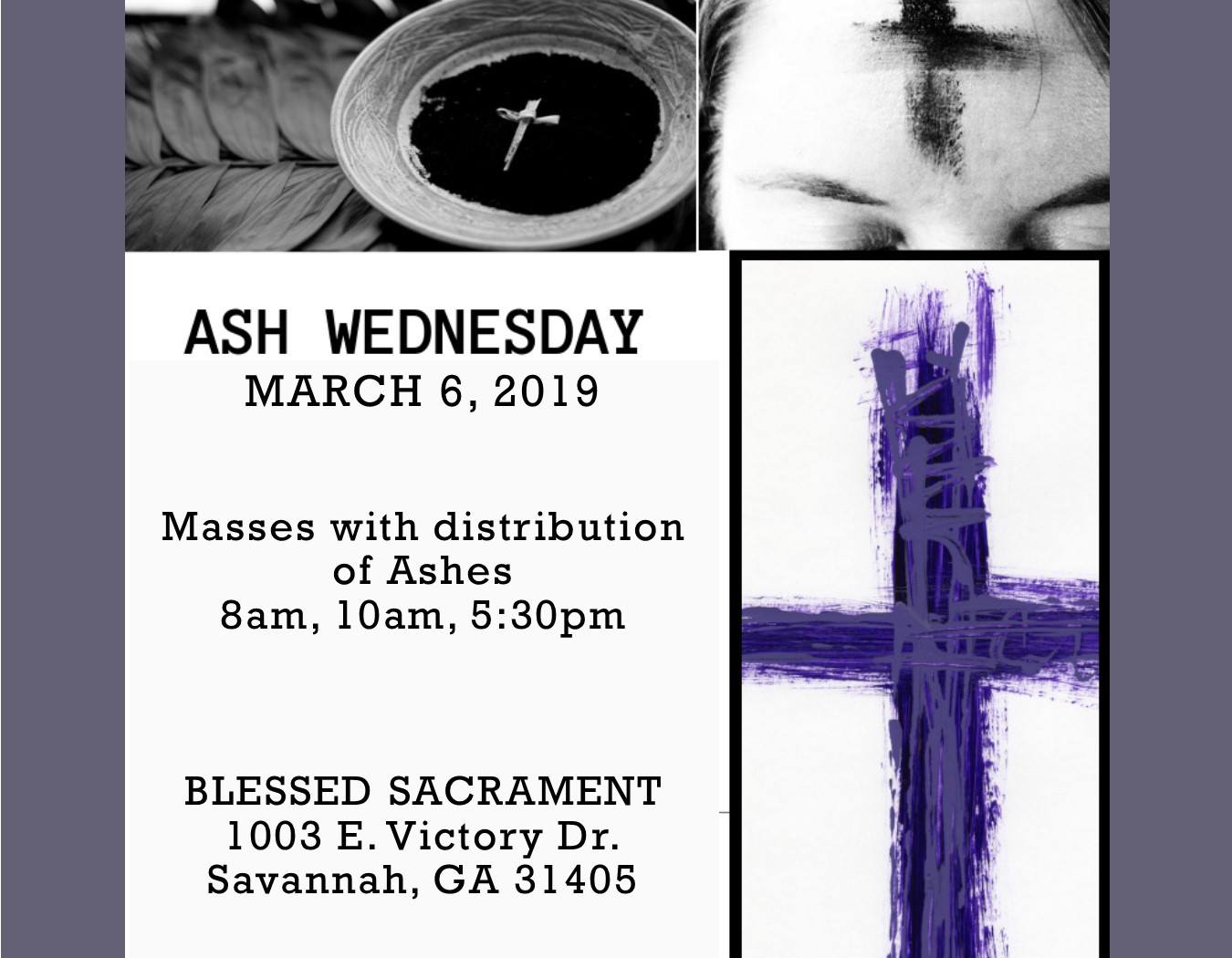 Ash Wednesday Schedule Blessed Sacrament Catholic Church