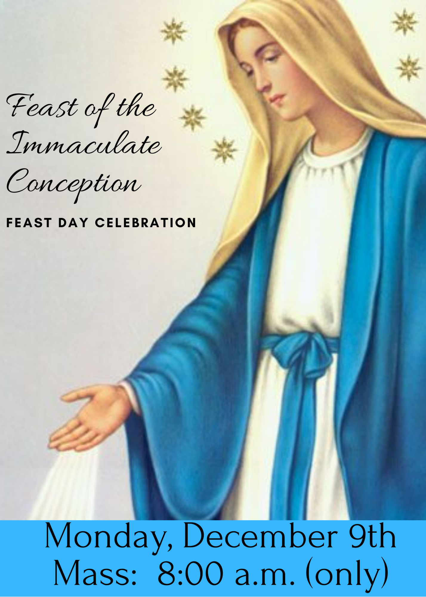 Feast Of The Immaculate Conception 2023 Printable Template Calendar