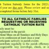 Catholic Tuition Rate – Forms DUE 7/31/22